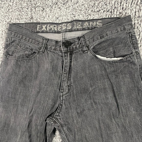 Express Jeans Relaxed Boot Cut Charcoal Black Gray Men's Size 36 x 32 - Picture 6 of 9